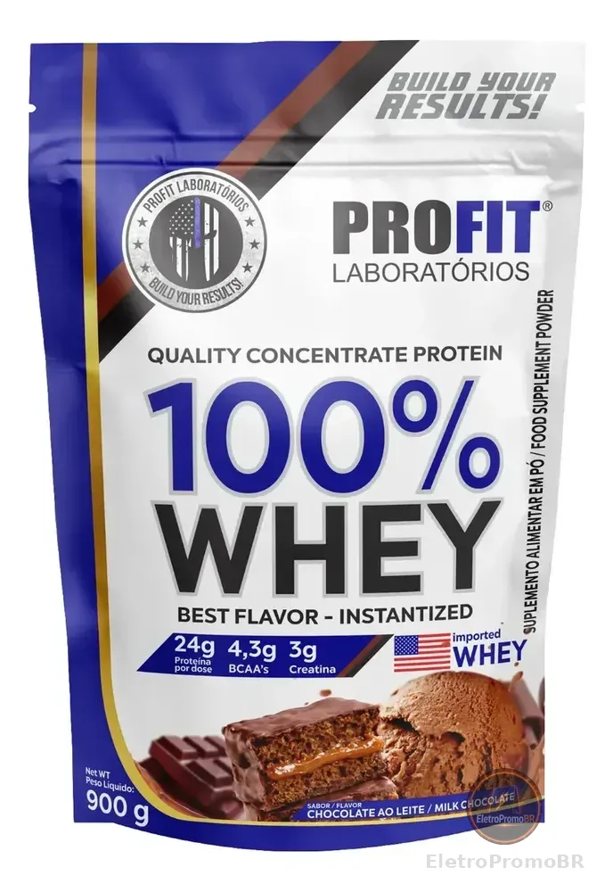 100% Whey - Concentrado Refil 900g -profit Sabor Chocolate