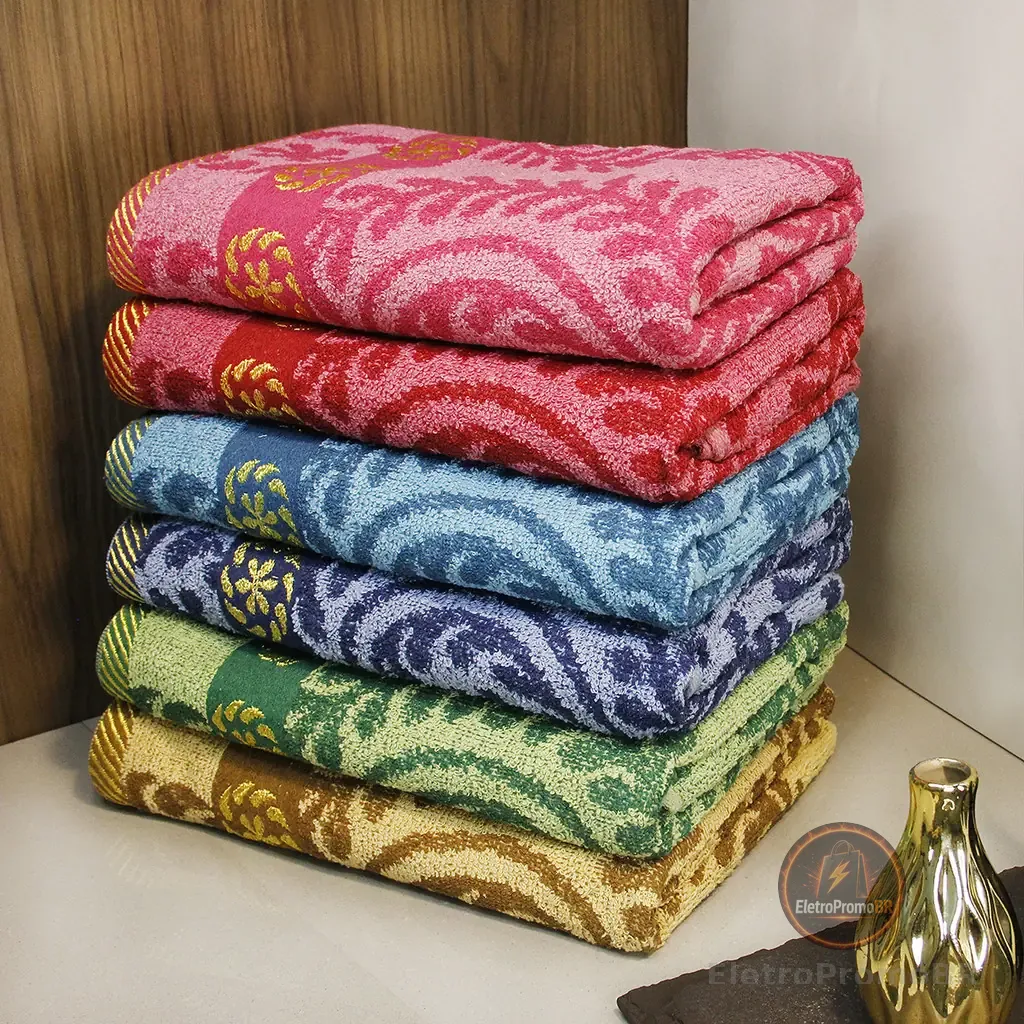 Kit Toalhas de Banho Estampada Grande 140x70cm Felpuda Macia Alta Qualidade Bordada Sortida