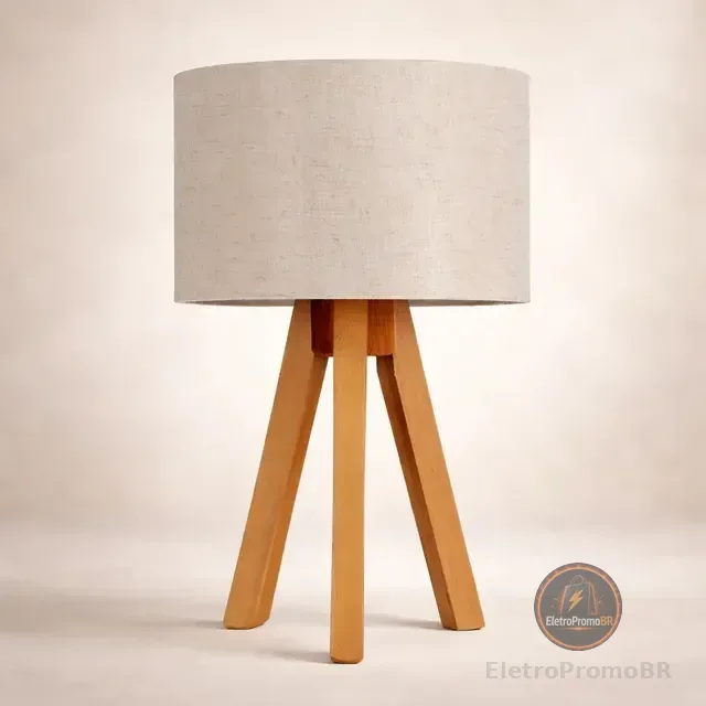 Abajur Luxo Sala Bancada Mesa Canto Cômoda Madeira Moderna