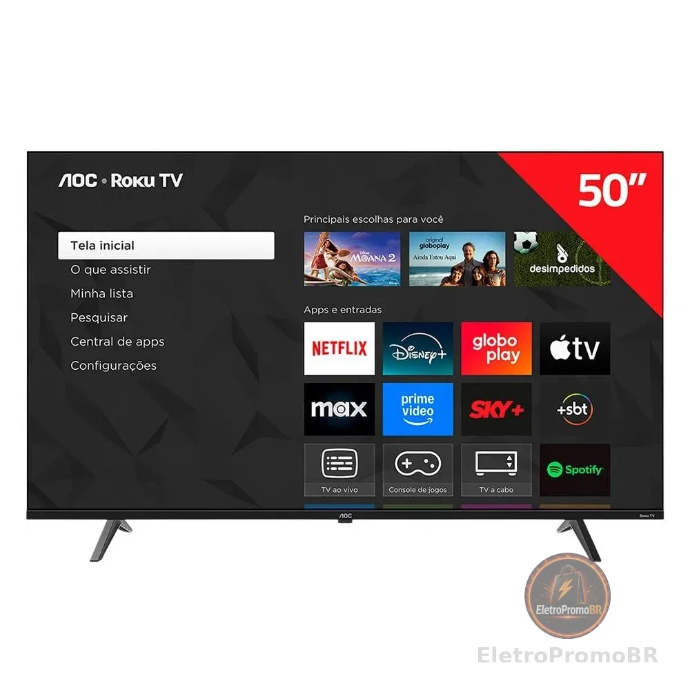 Smart TV AOC 50 Polegadas, DLED, 4K, Roku TV - 50U7045/78G