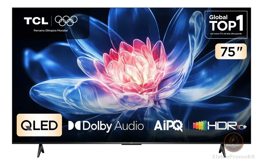 TCL, Smart TV 75" T6C, 4K QLED, Tela HVA, HDR10+ e Google TV