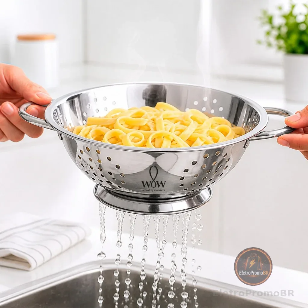Escorredor De Macarrão Inox Lavador De Arroz