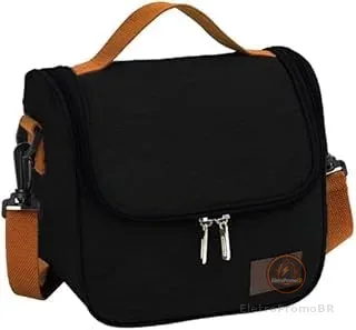 Bolsa Térmica Lancheira Preta | Impermeável, Alça, Marmita, Academia, Escolar