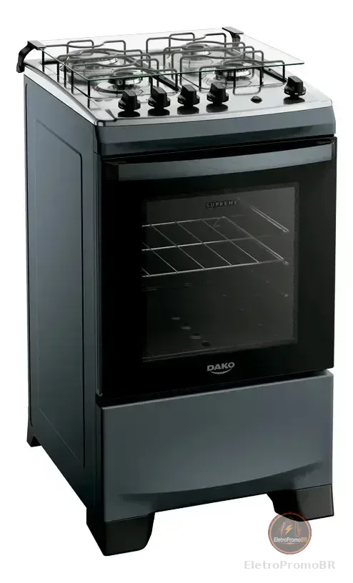 Fogão 4 Bocas Dako Supreme Mesa de Inox A Gás Titanium Bivolt