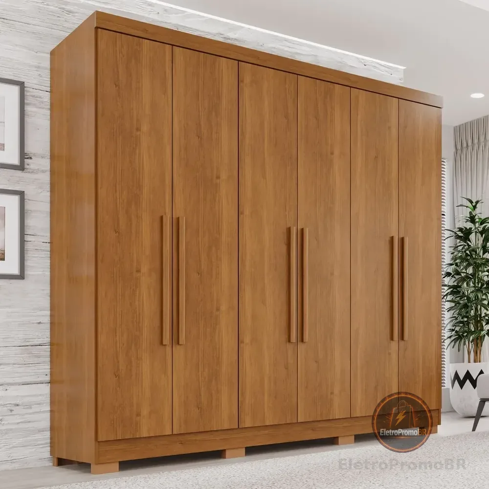 Guarda-roupa Casal 6 Portas 2 Gavetas França Cinamomo