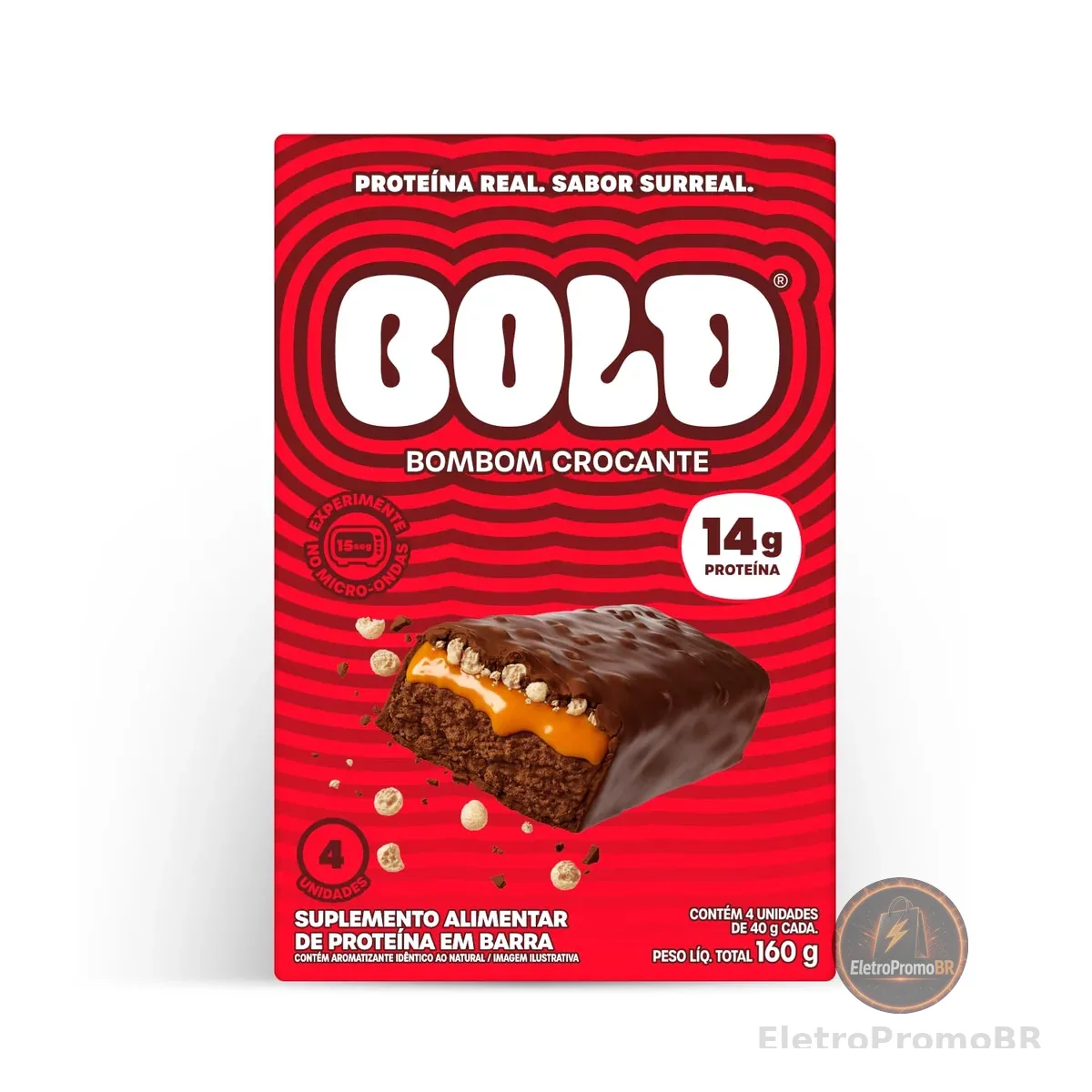Bold Barra de Proteina Bombom Crocante 14g Kit com 4 Unidades