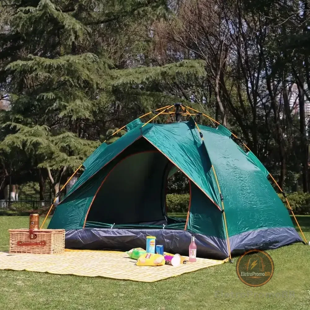 Barraca Camping Automática 1-2 Pessoas 200x150x125cm Oxford Verde-escuro