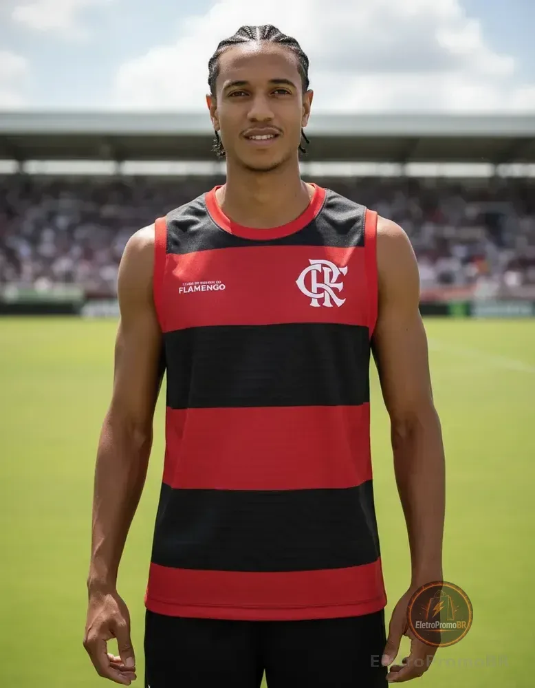 Regata Braziline Flamengo Presença Masculina Preto E Vermelho Não Gg