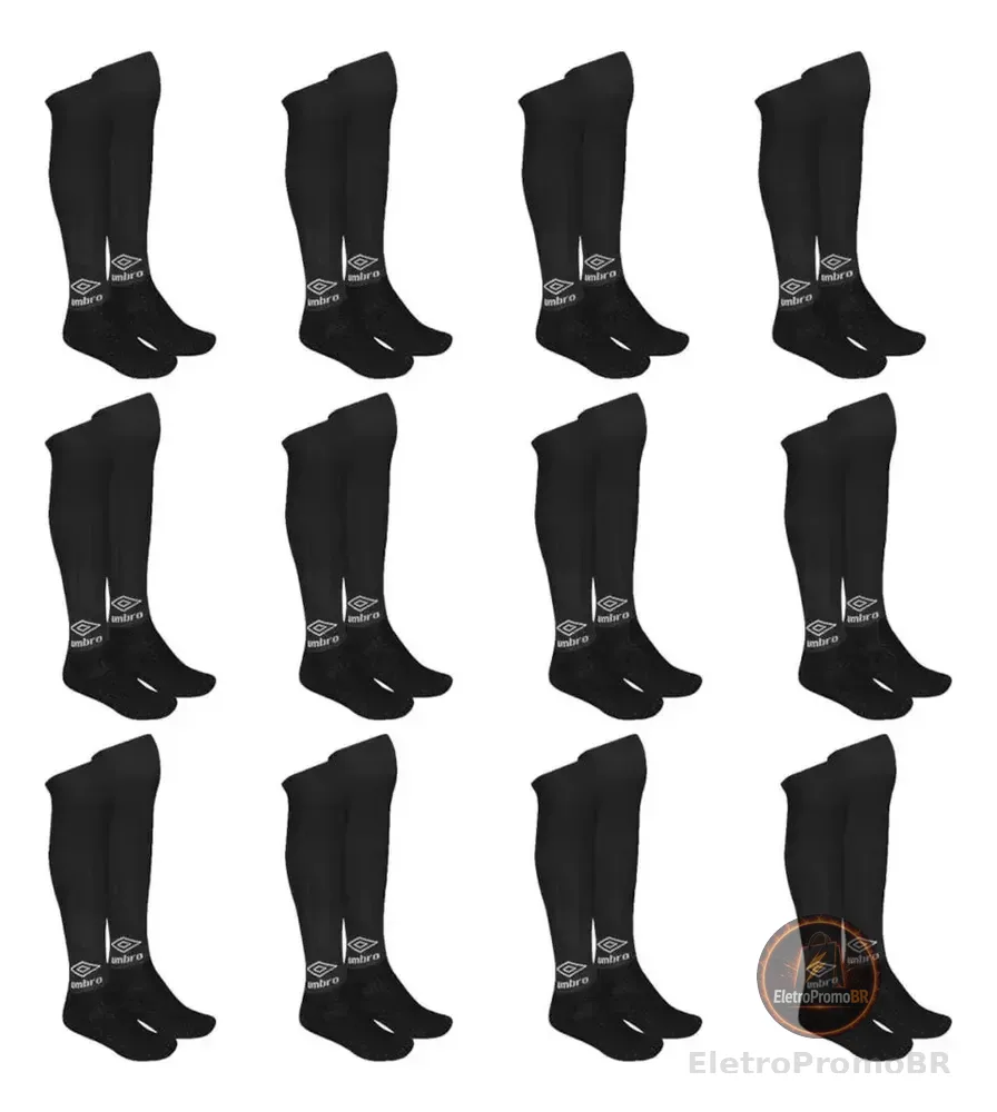 Kit 12 Pares De Meiões Umbro Classic Preto Preto 39-43