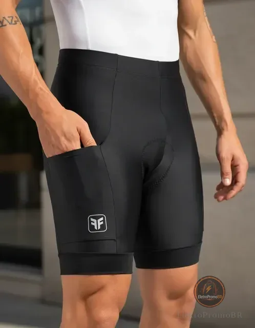 Bermuda Ciclismo Free Force Basic Masc C/ 3 Bolsos Mtb Speed