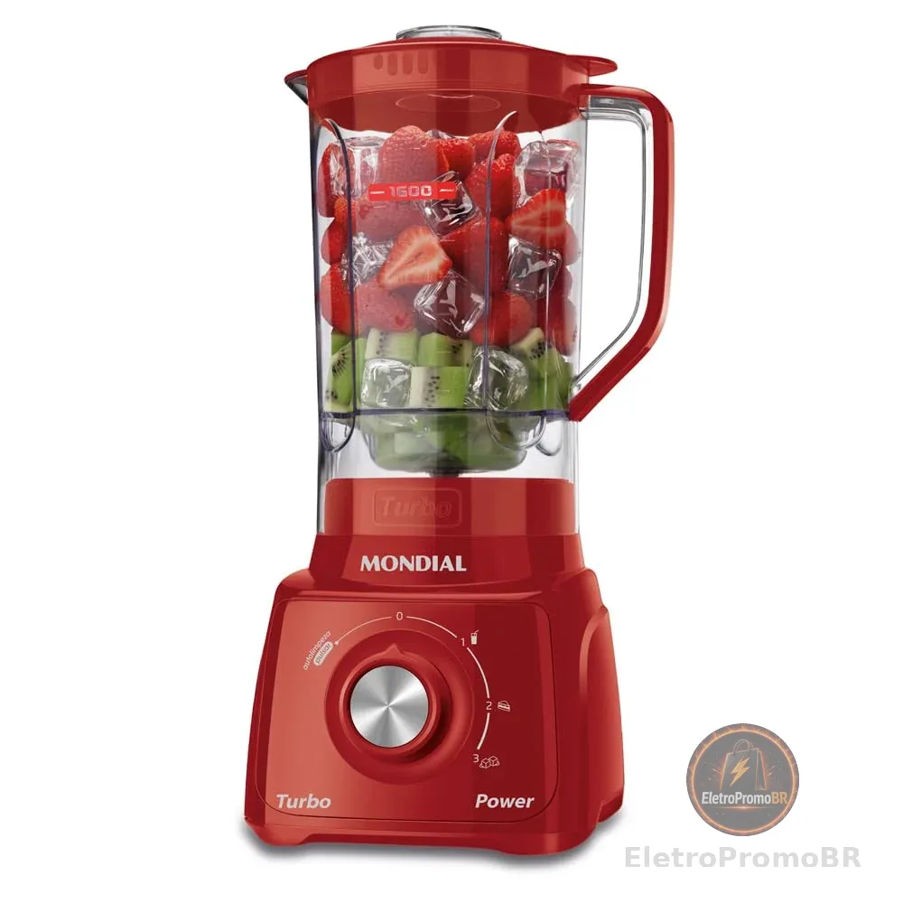 MONDIAL Liquidificador Turbo Power 550W, 110V, Vermelho, 1,6L - L-99 FR