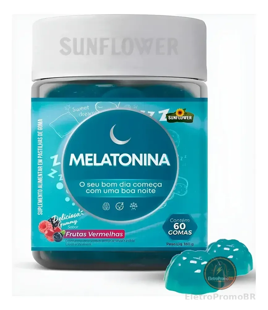 Melatonina Gummy 60 Gomas Sabor Frutas Vermelhas Sunflower Frutas Vermelhas