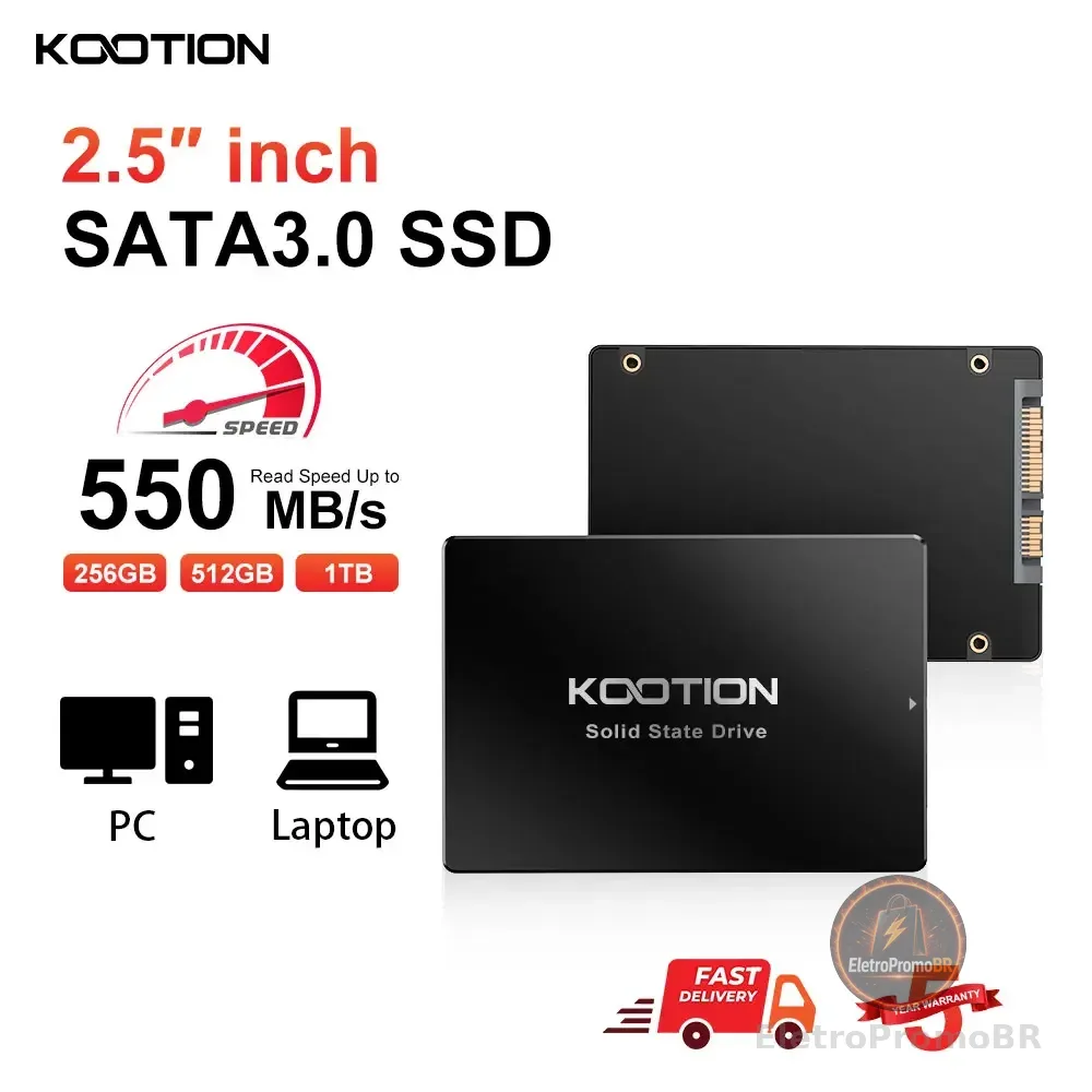 SSD KOOTION 2.5 SATA3 1TB Interno para Desktop e Laptop