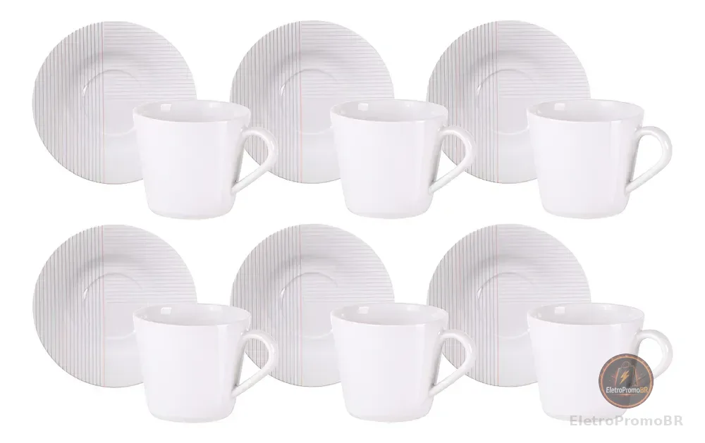 Kit Xícara E Pires De Café Grid 12 Peças 70ml Tramontina 96950210