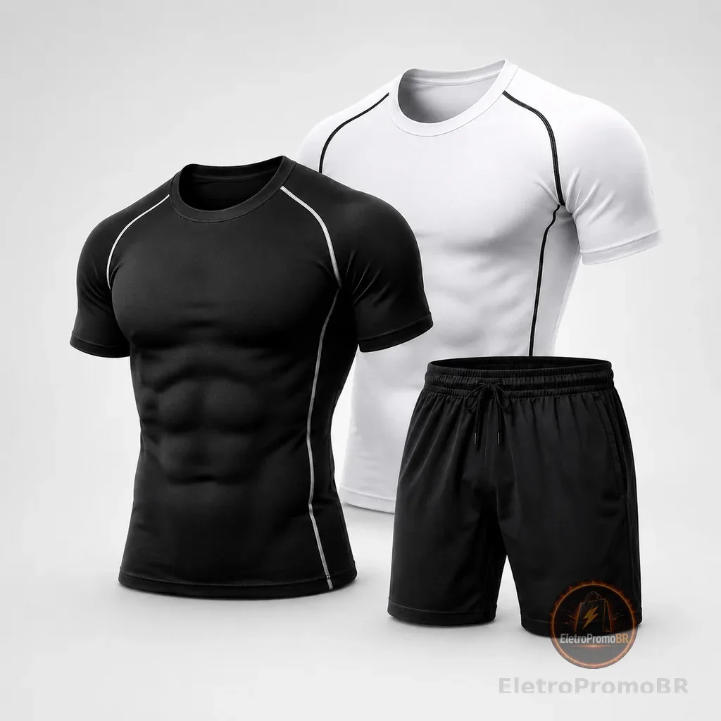 Kit Camisa de Compressão + Short Dri-fit Masculino Camiseta Academia Treino Corrida