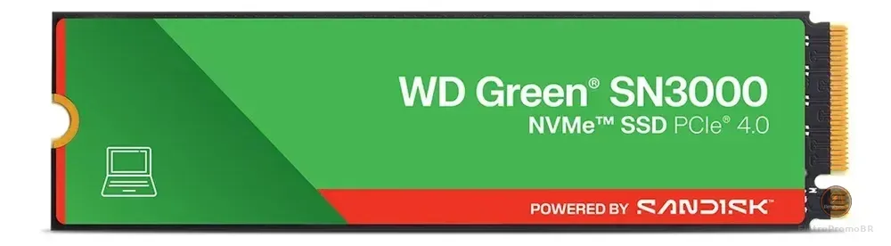 SSD 1TB M.2 NVMe PCIe 4.0 Western Digital Sn3000 Velocidade de Leitura e Gravação 5000/4200 MB/s WDS100T4G0E-00CPS0