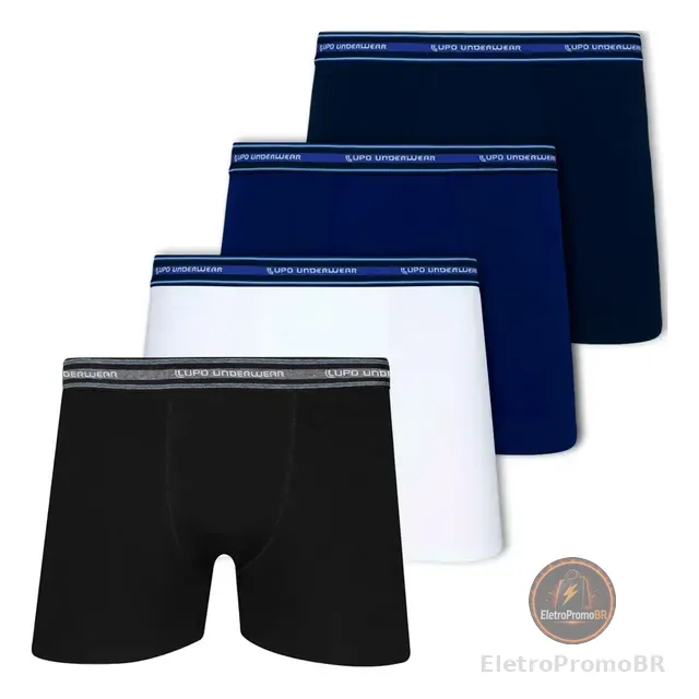 Kit 4 Cuecas Boxer Lupo Algodão Confortável Box Original