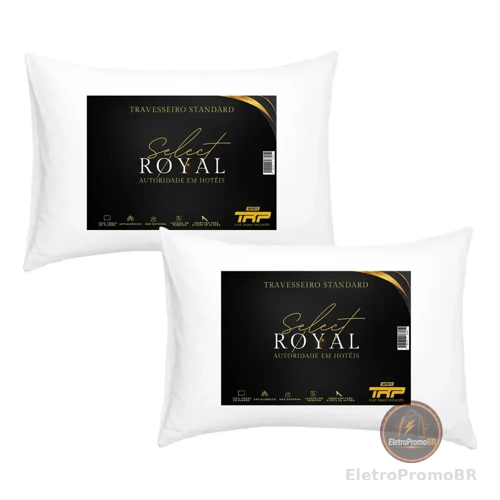 Kit 2 Travesseiros Select Royal Toque De Plumas Linha Hotel Cor Branco