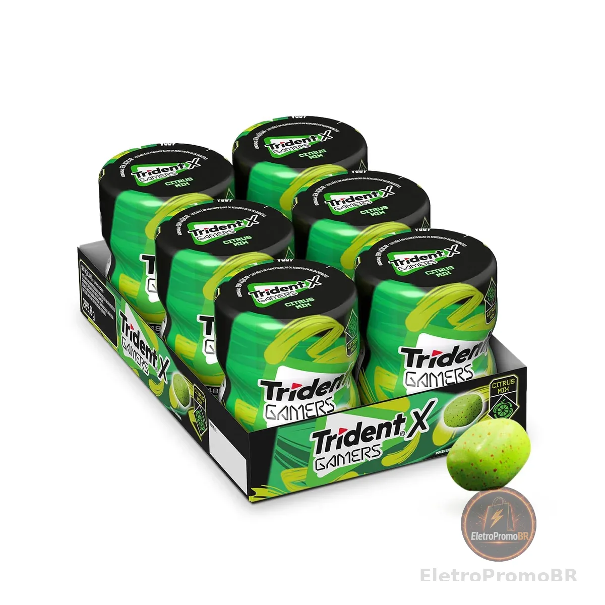Chiclete Trident X Gamers Citrus Mix - Caixa com 6 unid de 48,3g