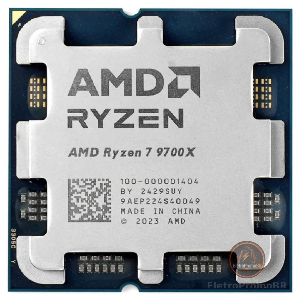 Processador AMD Ryzen 7 9700X 3.8GHz (5.5GHz Turbo) 8 Cores 16 Threads AM5 40MB Novo (Sem Caixa ou Cooler)