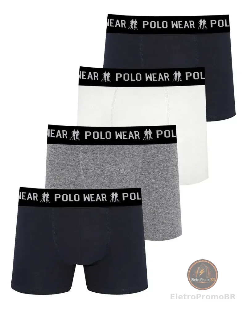 Kit 4 Cuecas Algodão Polo Wear Sortido Sortido Liso M