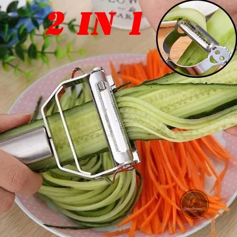Descascador INOX Legumes Frutas Dupla Lâmina Móvel 2 Em 1/Descascador De Legumes Verduras Frutas promoção