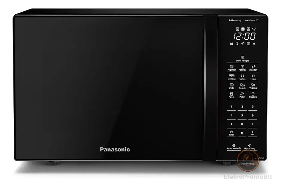 Microondas Panasonic Dupla Refeição 34L Black Glass - NN-ST66NBRU