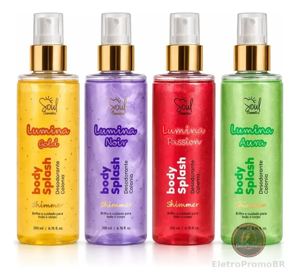 Kit 4 Body Splash Feminino Alta Projeção 200ml- Shimmer Luxo