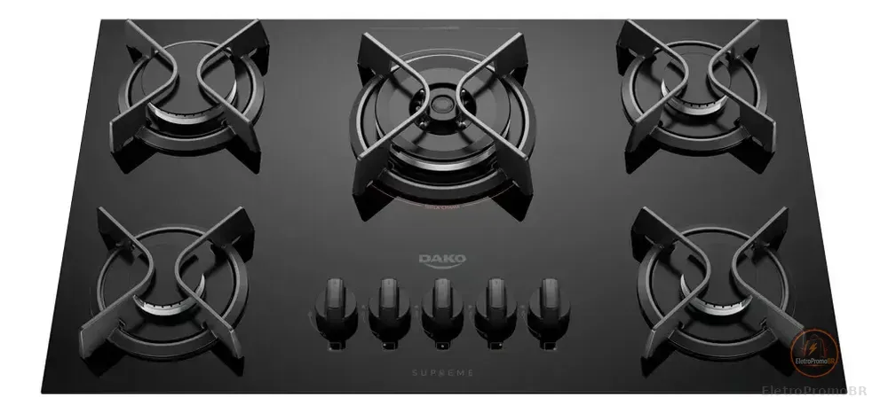 Cooktop 5 Bocas Dako Supreme Com Tripla Chama Preto Bivolt Preto