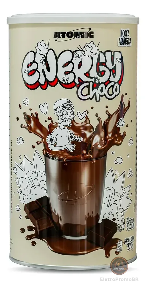 Café Termogênico Atomic Labs Energy Choco 220g Sabor Chocolate e Café