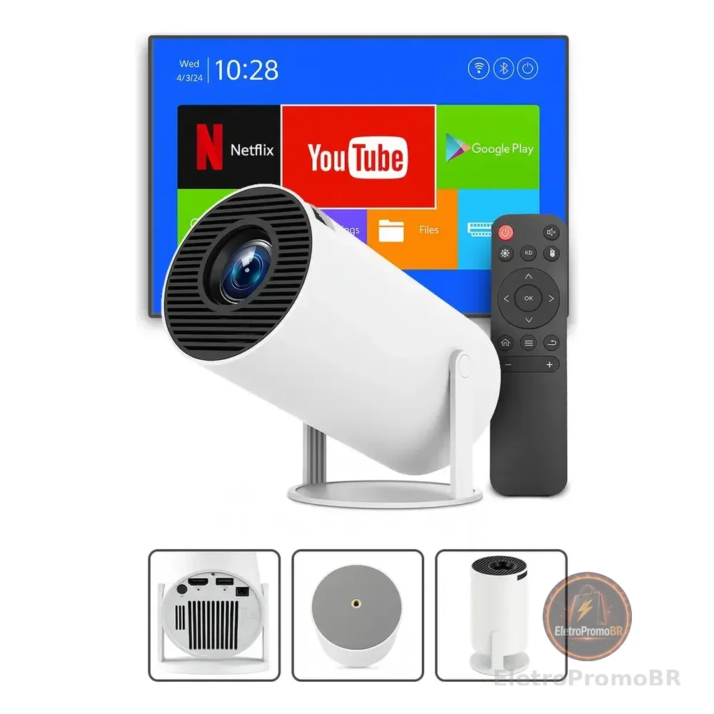 Mini Projetor Davely Hy300 4k Android Com Wi-fi E Bluetooth Branco 127/220v