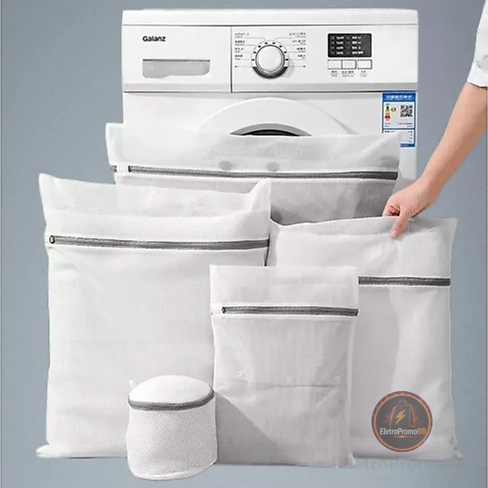 Kit Com 5 Sacos De Lavar Roupas Protetor De Roupa Íntima Lingerie Na Maquina Roupa Especial