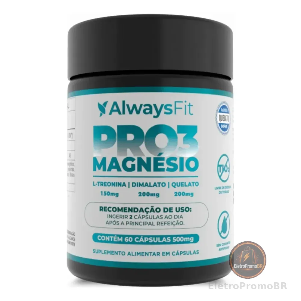 Pro3magnésio Da Always Fit L-treonina, Quelato E Dimalato - 60 Cápsulas Sem Sabor