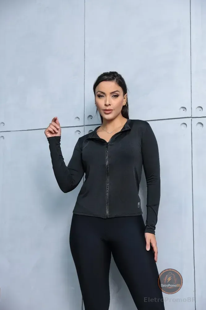 Corta-vento Blusa Termica Trilha Corrida Proteção Uv Solar Preto M Lisa