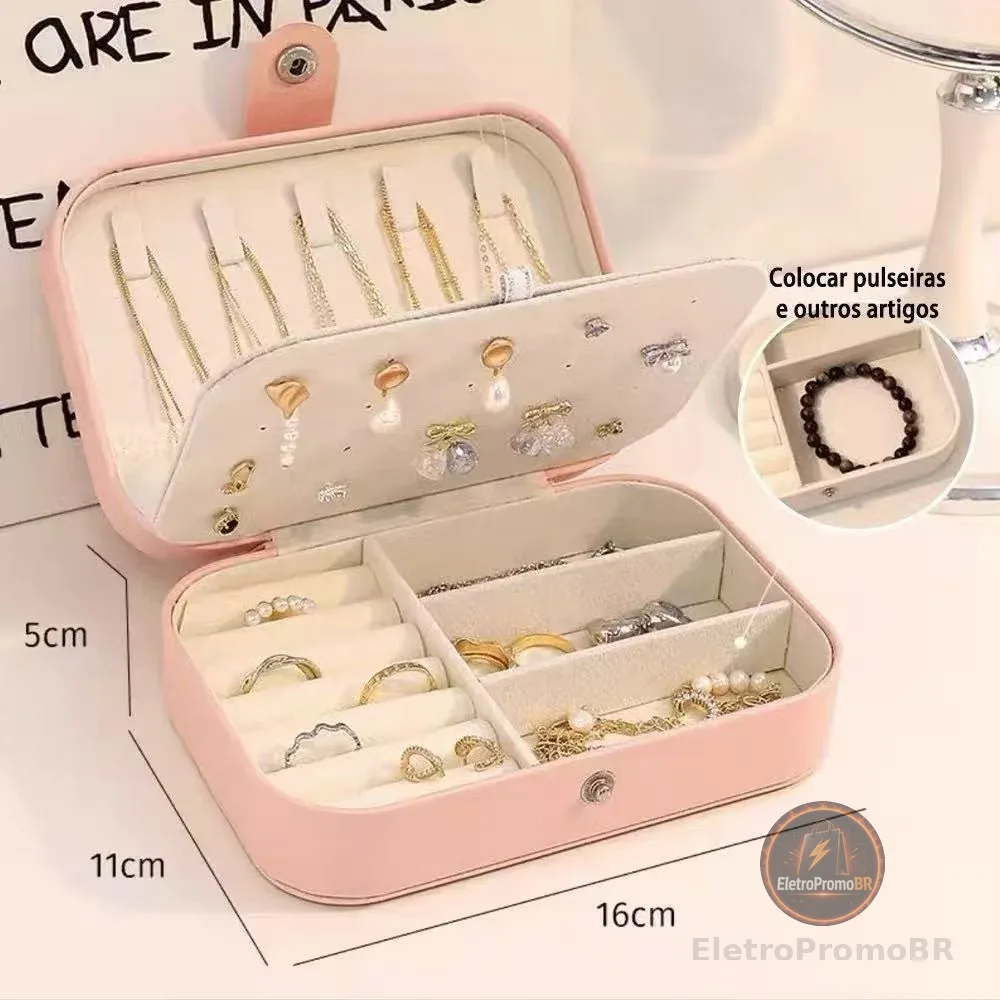 Porta joias Grande Organizadores  Para Viagem Portátil Caixa de Armazenamento para colar, brincos, anéis, pulseira