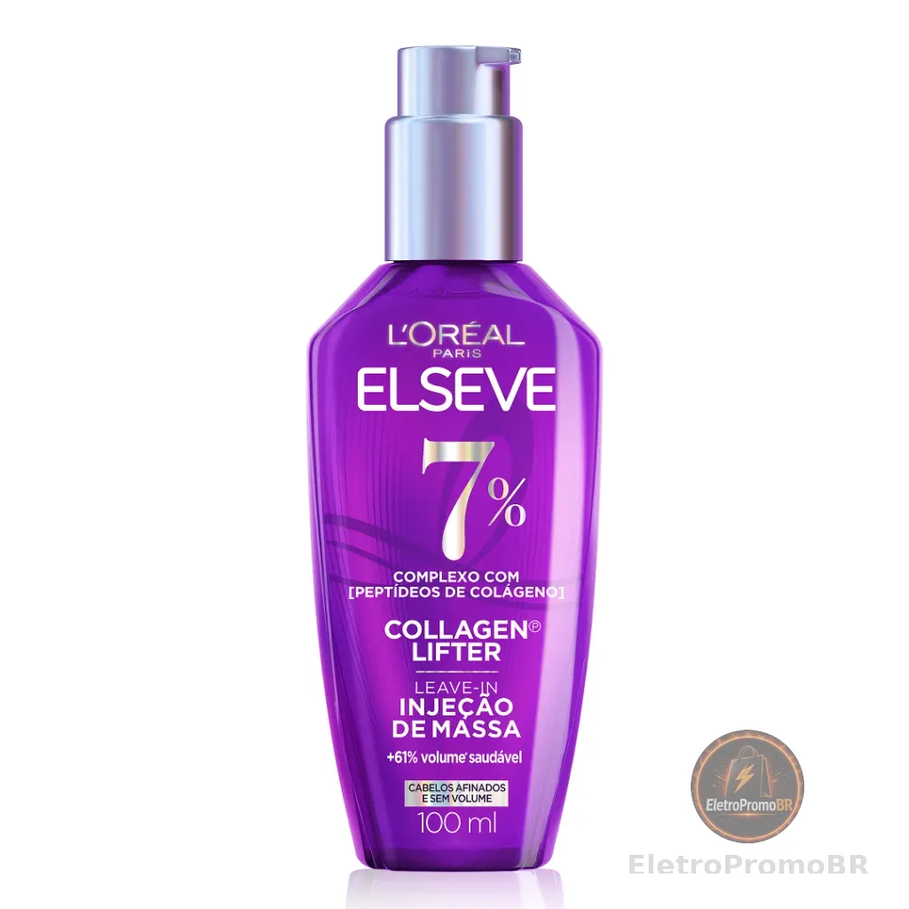 Leave-in Sérum Capilar Para Cabelos Finos Injeção de Massa, Aumenta o Volume em 61%, Elseve Collagen Lifter 100ml