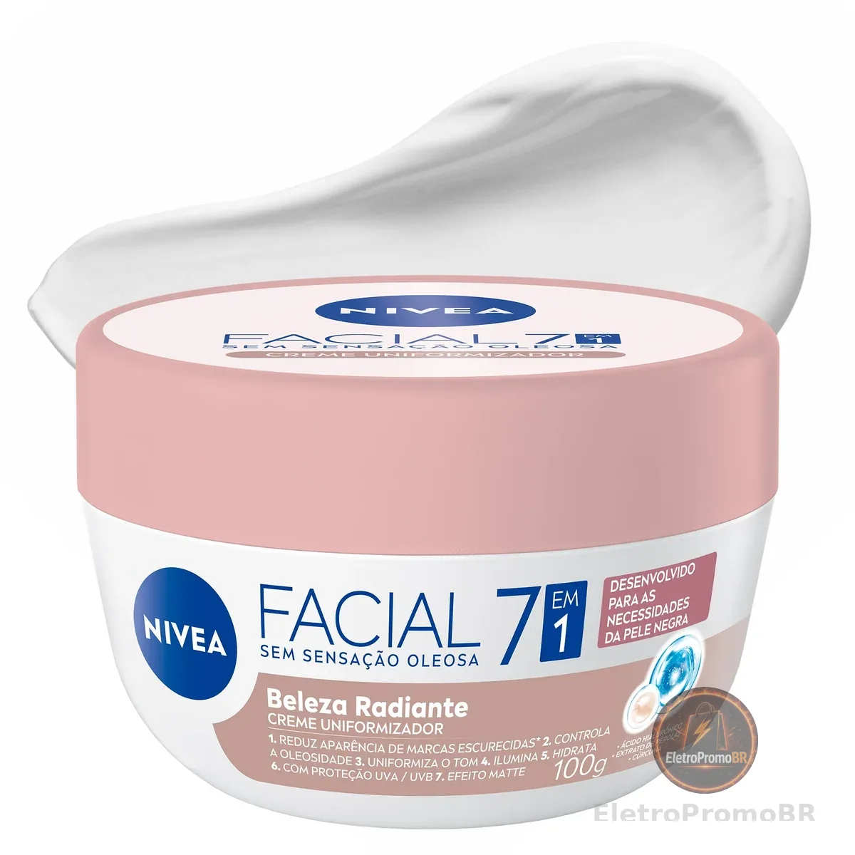 NIVEA Creme Facial Uniformizador Beleza Radiante 7 em 1 100g, Reduz Marcas Escurecidas, Controla Oleosidade, Pele Uniforme, Extrato de Pérolas, Cuidado Facial