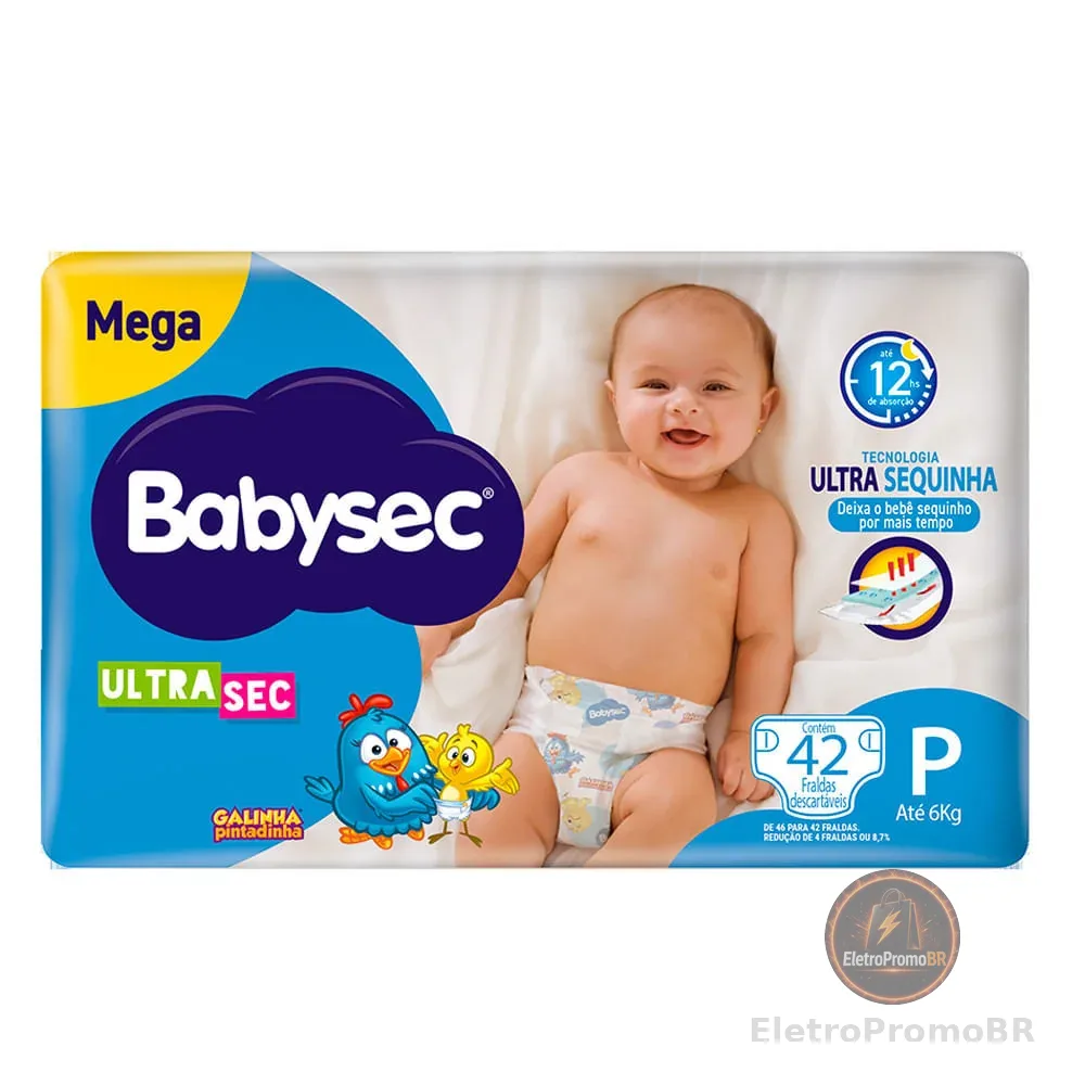 Fralda Descartável Babysec Galinha Pintadinha Ultra Mega P 42 Unidades