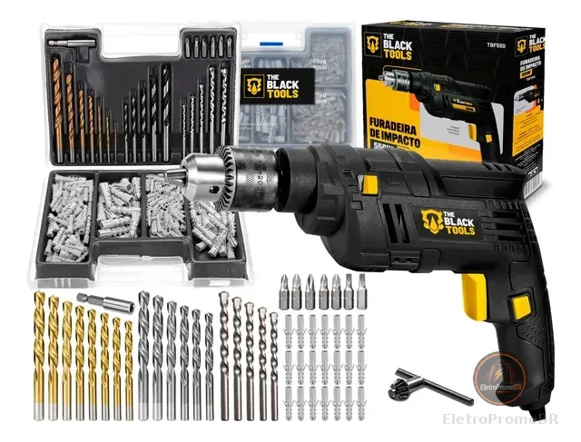 Furadeira De Impacto 3/8 Pol. 10mm 550w + Kit 300 Peças