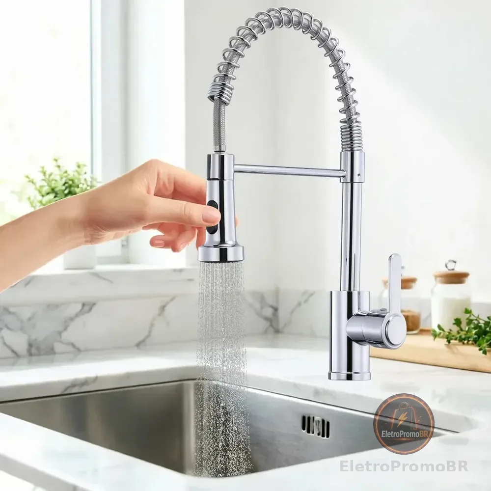 Torneira Aço Inoxidável Hongyu Luxo Flexível Prateado Brilhante