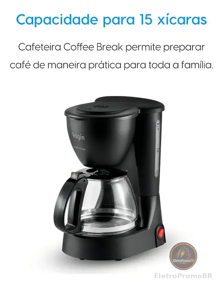 Cafeteira Elétrica 15 Xícaras Elgin Coffee Break Preta