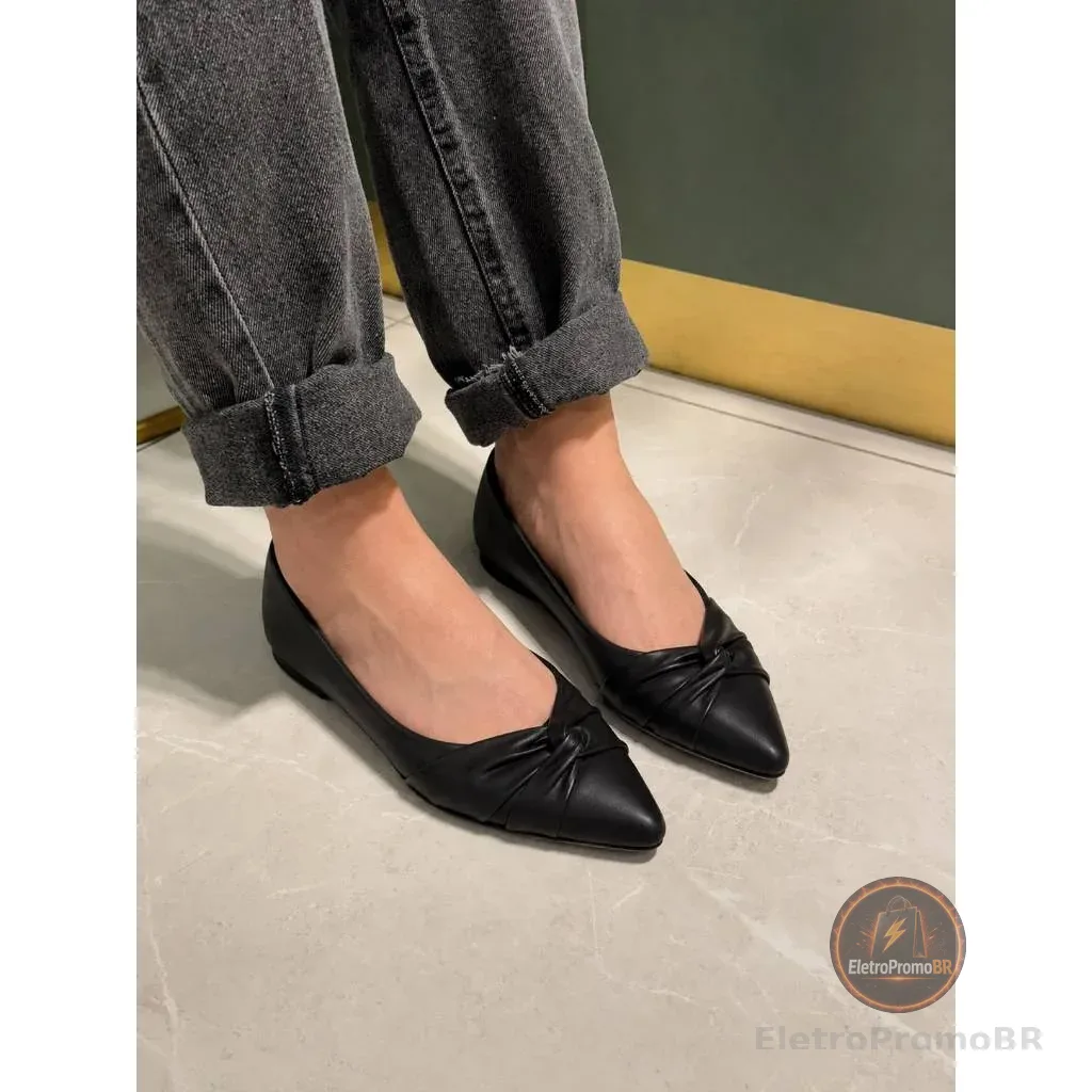 Sapatilha Feminino Bico Fino Napa Nó Lateral Maitê Love Shoes 34 Ao 40