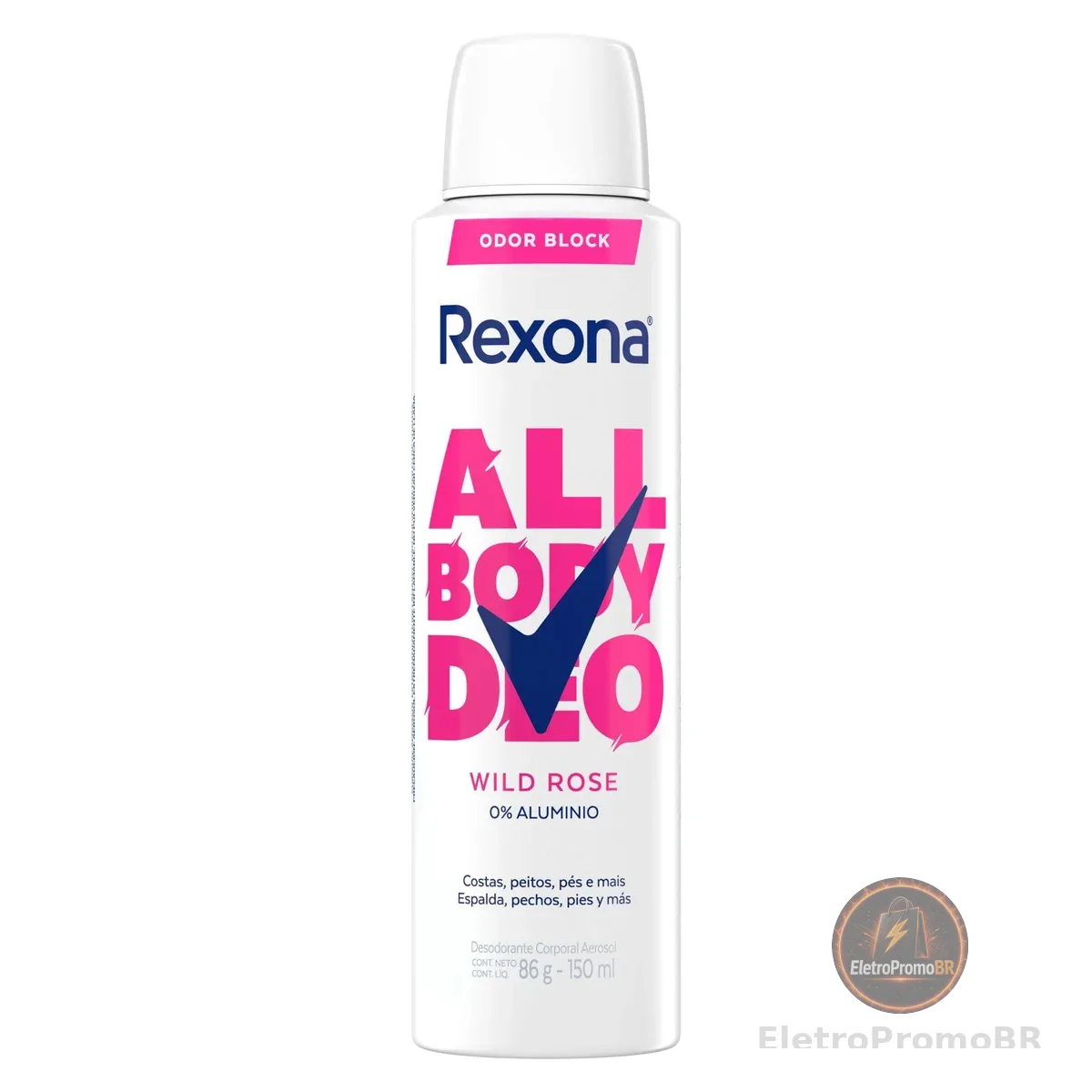 Rexona All Body, Desodorante Corporal Aerossol, Para o Corpo Todo, Wild Rose 150ml
