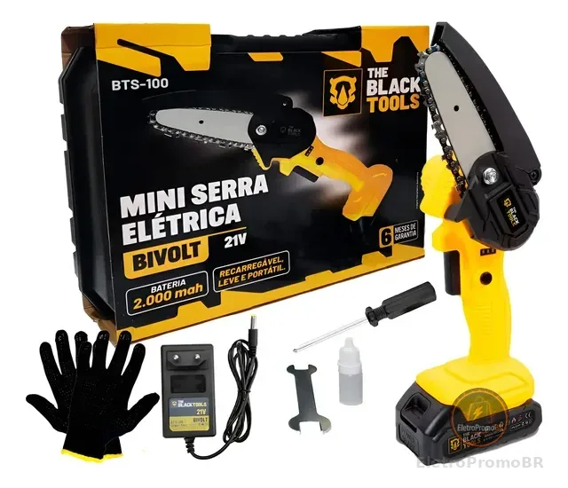 Moto Serra Elétrica Bateria Lítio Mini 36v Bivolt Portátil Amarelo 21v
