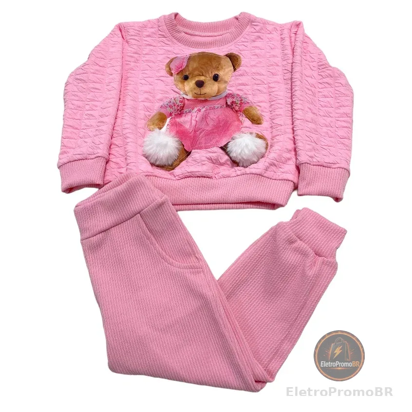 Conjunto infantil ursinho para meninas inverno