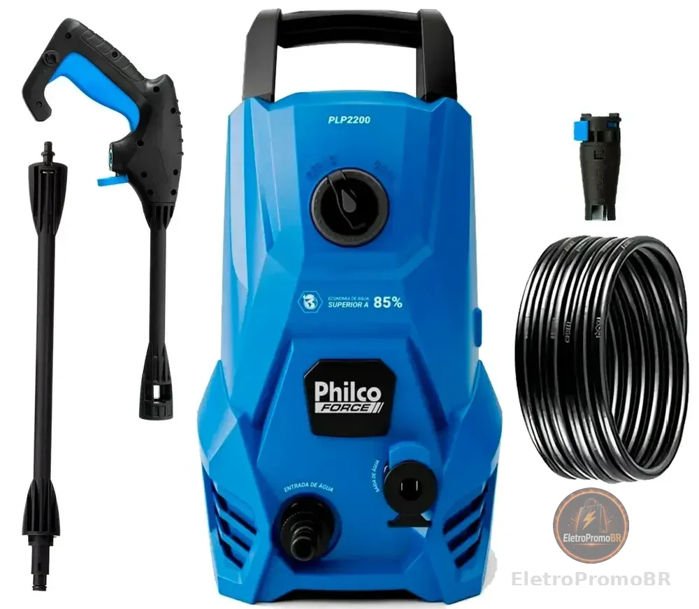 Lavadora De Alta Pressão Jato Compacta Philco Plp2200 1300w 1300 Psi/libras 312l/h Lança Regulável 127v