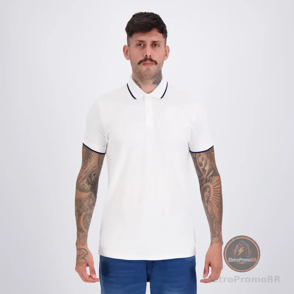 Polo Aramis Classic 1 Friso Branco E Marinho Branco - G