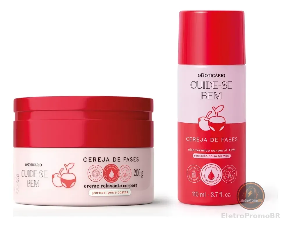 Combo Cuide-se Bem Cereja De Fases: Creme Relaxante Corporal