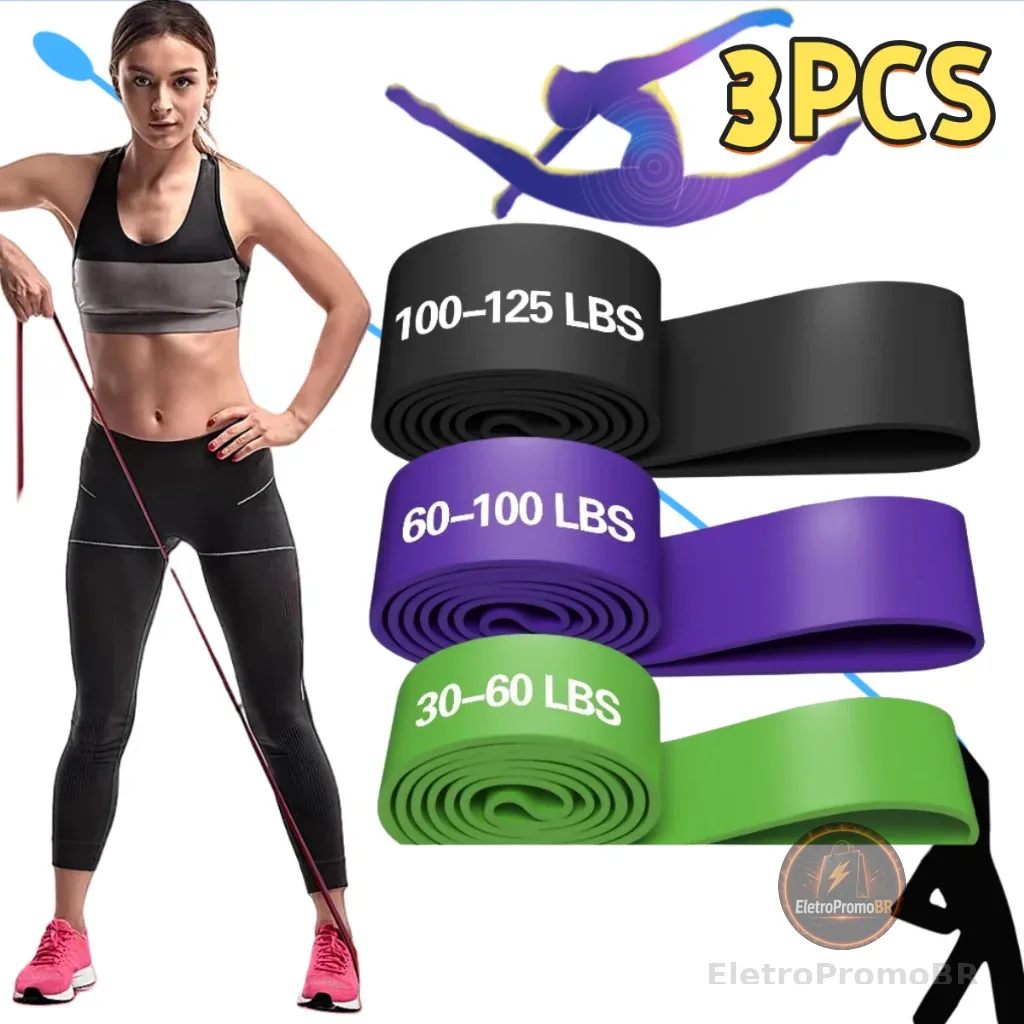 Kit 3 Elástico Super Band Borracha Crossfit Extra Forte