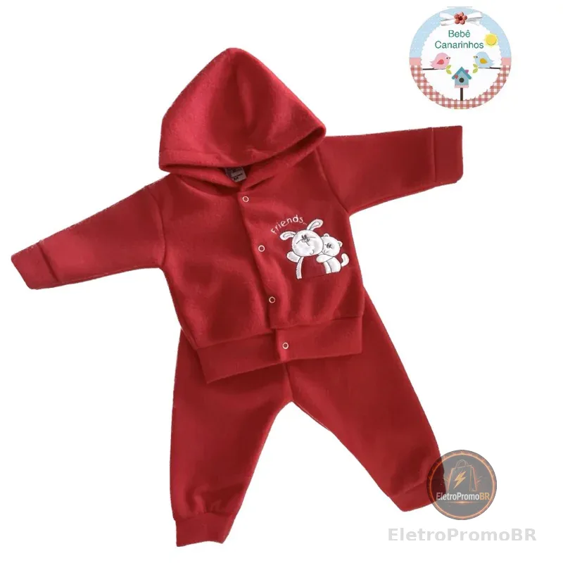 CONJUNTO SOFT CAPUZ BORDADO para Bebês! Várias cores!